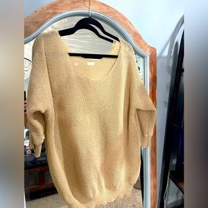 Women hand knit sweater tan (large)